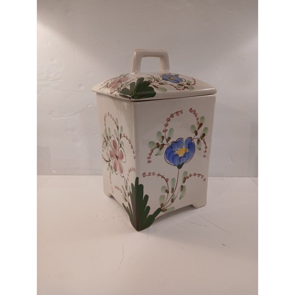 Canister Andrea By Sadek Jay Willfred Hand Painted Porcelain Portugal LARGE